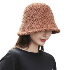 쇼미코리아 여성용 가을 겨울 캐주얼 양모 양털 벙거지 버킷햇 모자