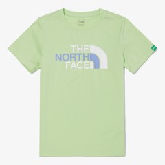 노스페이스 키즈 컬러 돔 반팔 라운드 티 라임 NT7UN11U 아동공용 빅 로고 여름 반소매 티셔츠 유아동 상의
