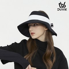 [듀빅] 여성 배색 포인트 와이드 챙 모자 DC3WAP001BK, 색상:블랙 / 사이즈:FREE