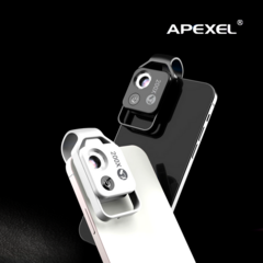 APEXEL 200배율 스마트폰 매크로 접사 현미경 디지털 LED 렌즈 CPL 포함, 블랙, 1개