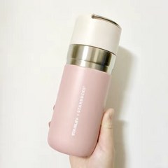 스타벅스 스텐리 콜라보 텀블러 스테인레스 보온병 보냉병 md, 핑크 화이트캡 500ml, 1개