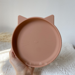 유아동식기 아기 유아 식기 보조 리우드 플레이트 모음 실리콘 다이노 볼, I 핑크 고양이 접시