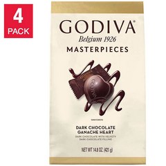 고디바 마스터피스 다크 초콜릿 가냐슈 하트 14.8oz(421g) 4팩 Godiva Masterpieces Dark Chocolate Ganache Hearts, 421g, 4개