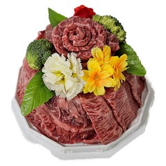 한우 투뿔 소 고기 케이크 고기선물세트, 꽃등심400g+업진살400g, 배송메세지에 수령희망일 기입