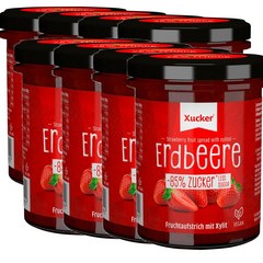 독일 슈카 Xucker Strawberry jam 로우슈가 딸기 스프레드 잼 220g, 8팩