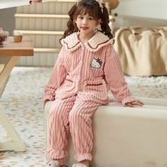 산리오 [헬로키티] 핑크 코듀로이 어린이 수면잠옷