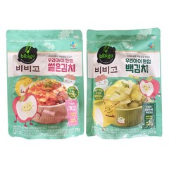 비비고 (무료배송) 우리아이한입 썰은김치 270g + 백김치, 2개, 540g