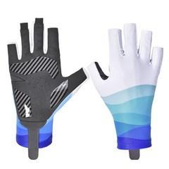 Fingerless Fishing Half Finger Gloves Non-slip Padded Riding Short Open Finger Glove Soft Elasti, Ocean blue, XL, 1개