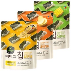 김부각 스낵 Cj 비비고 칩 3종세트(오리지널 포테이토 스위트콘)40g 각1개씩 총3개, 40g, 3개