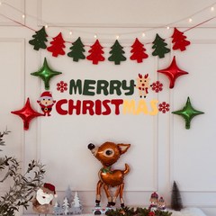 파티프렌즈 크리스마스 풍선 세트 가랜드 홈파티 (앵두전구 포함), 기본세트B+루돌프, 1세트