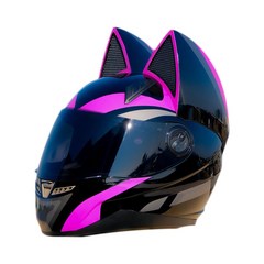 NITRINOS 정품 여성 오토바이 헬멧 고양이귀 러블리 라이더 풀페이스 헬멧, F