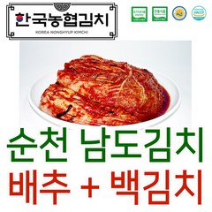 한국농협김치 순천 남도 배추 포기 5kg+ 백 김치 1kg HACCP