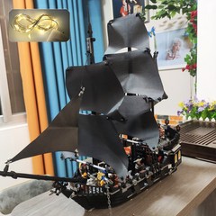 중국산레고 중국호환레고 몰드킹 캐리비안의 해적선 모형 흑진주호 요트 블록 퍼즐 토이 보이 어린이 선물, 3 플래그십 블랙펄 2m 장식등