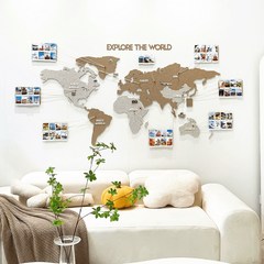 벽지 세계 지도 코르코 디자인 앤틱 사무실 시트지 포인트 3D 아트 여행, 세계지도 라이트 크림 120 60