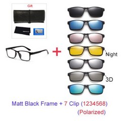 유연한 자석 편광 클립 선글라스 남녀 공용 7 In 1 초경량 사각형 안경 3D 광학 프레임 A2247
