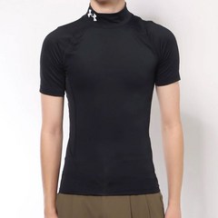언더아머 반팔티 남자 여름 터틀넥 티셔츠 기능성 피트니스 탑 검정 무지 헬스 스포츠 티셔츠
