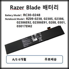 RC30-0248 레이저블레이드 배터리 RazerBlade15 RZ09-0238 02385