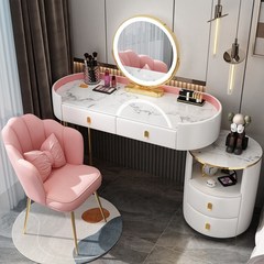 MONTHERIA 화장대 예쁜 연예인 화장대 세트 거울 의자 포함, 핑크120cm (꽃잎의자)