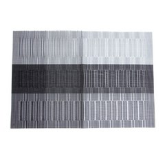 진보적 인 그늘 대나무 스트립 Jacquard 직조 PVC Placemat 식탁 매트 패드, 검은색