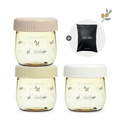 그로미미 PPSU 이유식용기 250ml (체리쉬 돗꼼 올리브) + 파우치세트, 올리브 이유식용기 250ml + 다용도파우치