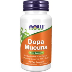 천연 도파민 NOW Supplements DOPA Mucuna 천연 발생 15% L-Dopa 도파 무쿠나 뇌신경 전달 물질 치매 예방 우울증 예방 행복 호르몬, 90정, 1개