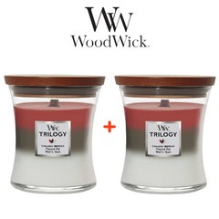 (1+1) WoodWick 우드윅 트릴로지 미디엄 윈터 가랜드 캔들 집초대선물 275g 2팩