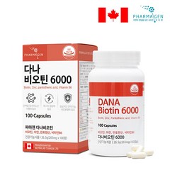 파마젠 다나비오틴6000 100캡슐 단백질 에너지생성, 파마젠 다나 비오틴 6000, 265mg, 1개