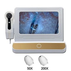 두피 진단기 카메라 현미경 피부 스캐너 기계용 모발 탐지기 더마스코프 200/50X 디지털 HD 모낭 분석기 10 인치 200046, 하얀