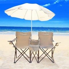 캠프365 감성 파라솔 2인 체어 세트 캠핑 피크닉 낚시 해변 삼쇠 의자 간편 용품, 파라솔 2인체어(아이보리), 선택완료