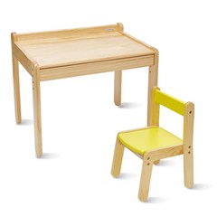 야마토야 노스타 1인용 책상 + 의자세트, 책상(내추럴), 의자(옐로우)
