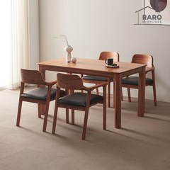 라로퍼니처 발렌시 1400 참죽나무 원목 4인 식탁 세트 4인용 테이블, 의자형(테이블+의자4)