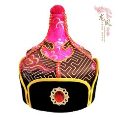 몽골전통의상 몽골 왕자 모자 소수 민족 댄스 공연 무대 머리 장식 뾰족한