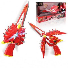 플라스틱 장난감 변형 보검 변형 장난감 칼 특공대 장난감, 붉은색