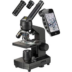 내셔널 지오그래픽 독일 BRESSER 현미경 세트 40x1024 빛 투과 기능 USB 카메라 휴대용 케이스, 본체, 스마트폰 어댑터 부착