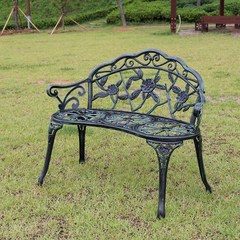 [국내배송] 소프트유가구 로즈주물2인벤치 야외용 정원 공원 벤치 의자, 청록