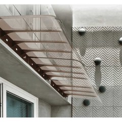 고정식어닝 컨테이너지붕 지붕재 자동어닝 창문빗물막, (가장자리 설치) 40xL 80 투명