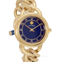 토리버치 라벨로 여성용 골드 시계 네이비 블루 다이얼 체인 브레이슬릿 밴드