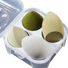 달걀 케이스가 있는 파운데이션 블렌더용 메이크업 스폰지 블렌더 세트 - 파운데이션 크림 컨실러 파우더 리퀴드 4x, C