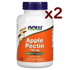 NOW Foods 사과 펙틴 700mg 120캡슐 x2병 Apple Pectin, 1개