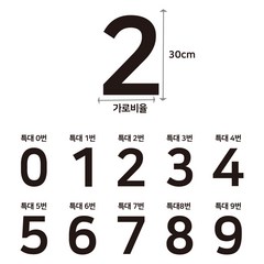 큰 숫자 스티커 대형 번호 호실 호수 탈의실 락커 테이블 숫자표시, 흰색, 중형-8