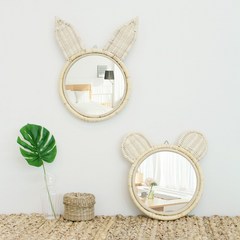 픽홈 라탄거울 원형거울 벽걸이 거울, 2. 라탄 애니멀 거울 곰
