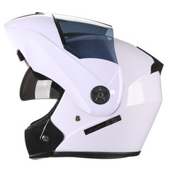 DAYU 오토바이 헬멧 시스템 헬멧 오픈 페이스 풀 페이스 헬멧 듀얼 썬 바이저, 흰색-블랙 렌즈