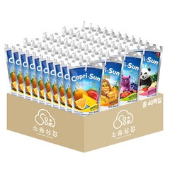 소솜상점 카프리썬 200ml 혼합 40팩 (오렌지망고+사파리+펀알람+정글 각 10팩)