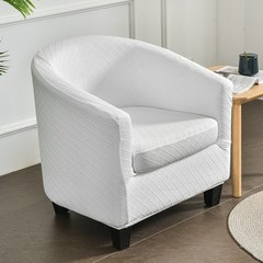 뜨개질을 한 단 하나 클럽 의자 소파 덮개 보호자 둥근 목욕 소파 의자 덮개, 하얀, 일반