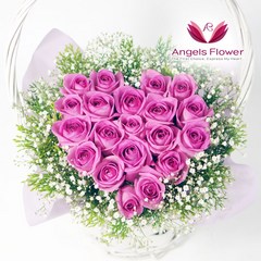 [엔젤스플라워] 축하 꽃바구니 공기정화 관엽식물 꽃배달서비스, F16_솔리드 핑크하트 고급형