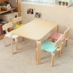 일루일루 프로스 어린이 책상세트 스퀘어형 (책상1개+의자2개), 내추럴책상+민트의자2개