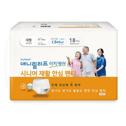 애니릴리프 재활 안심 팬티형 성인 기저귀 장시간용 대형 화이트, 18매입, 1팩