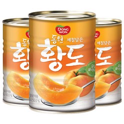 동원 황도 슬라이스 복숭아 통조림, 400g, 3개