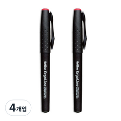 사치하타 아트라인 롤러 펜 0.4mm ERG-4400, 레드, 4개입