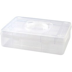생각나래 생각정리 다용도 플라스틱 대용량 보관 상자 1단, 투명한 화이트, 1개